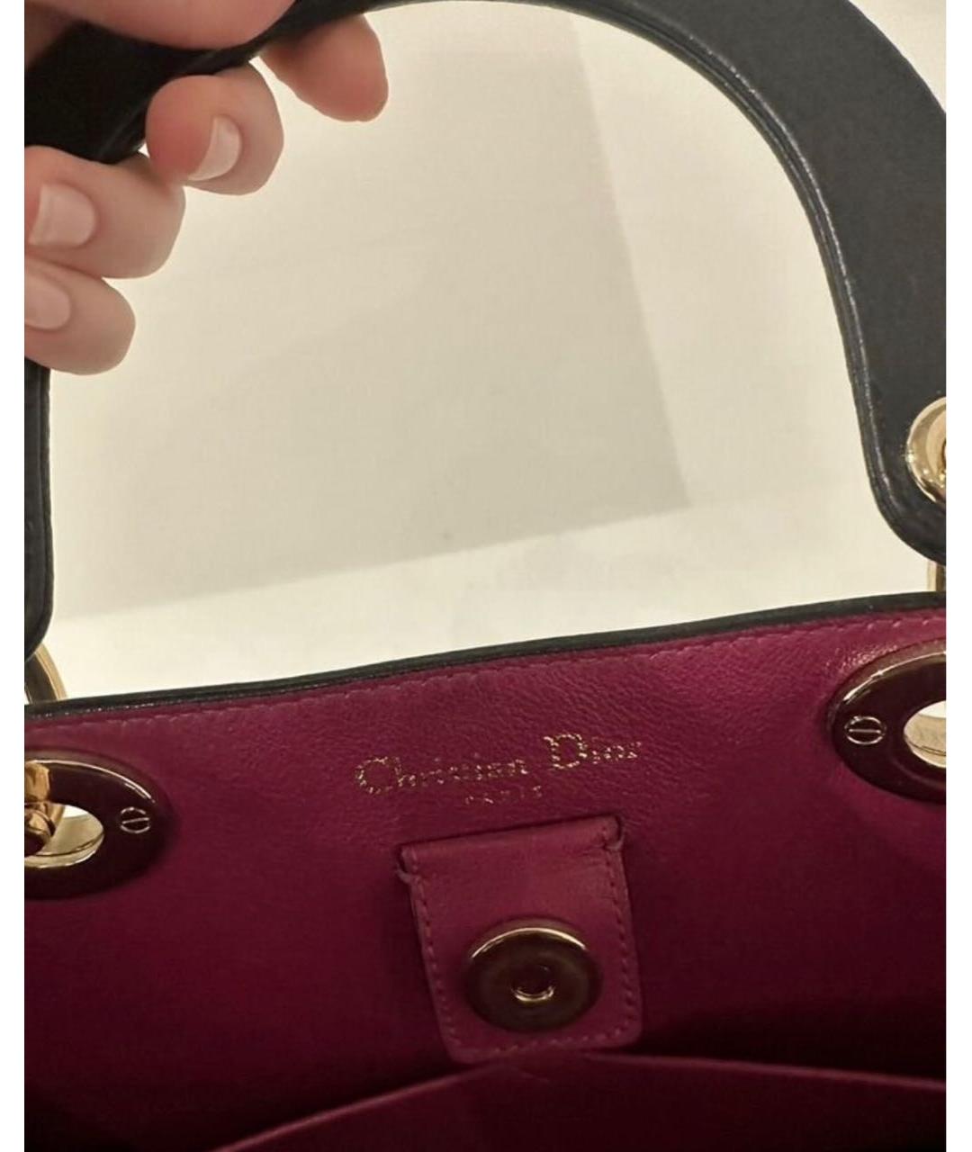 CHRISTIAN DIOR Черная кожаная сумка через плечо, фото 5
