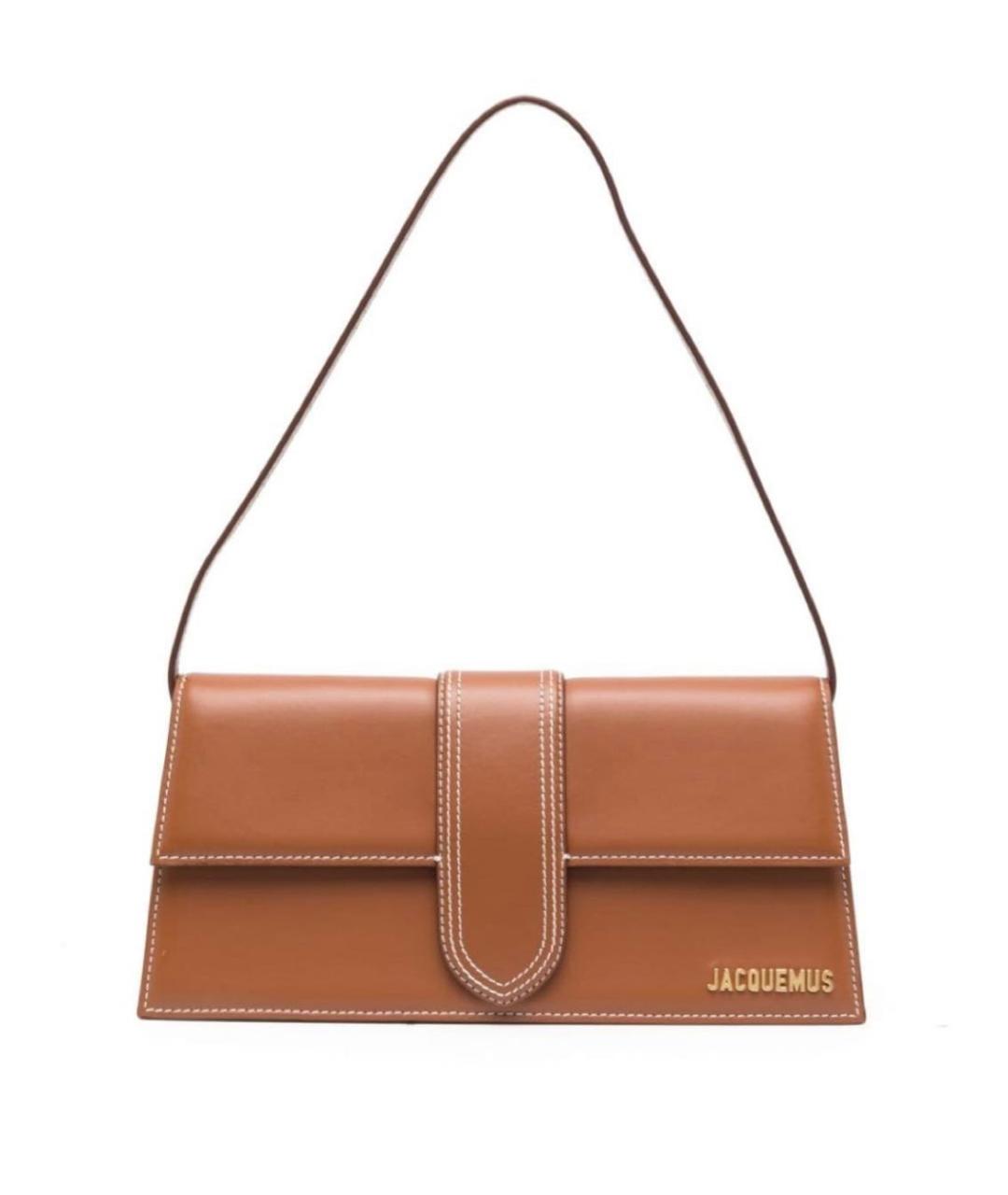 JACQUEMUS Коричневая кожаная сумка с короткими ручками, фото 1