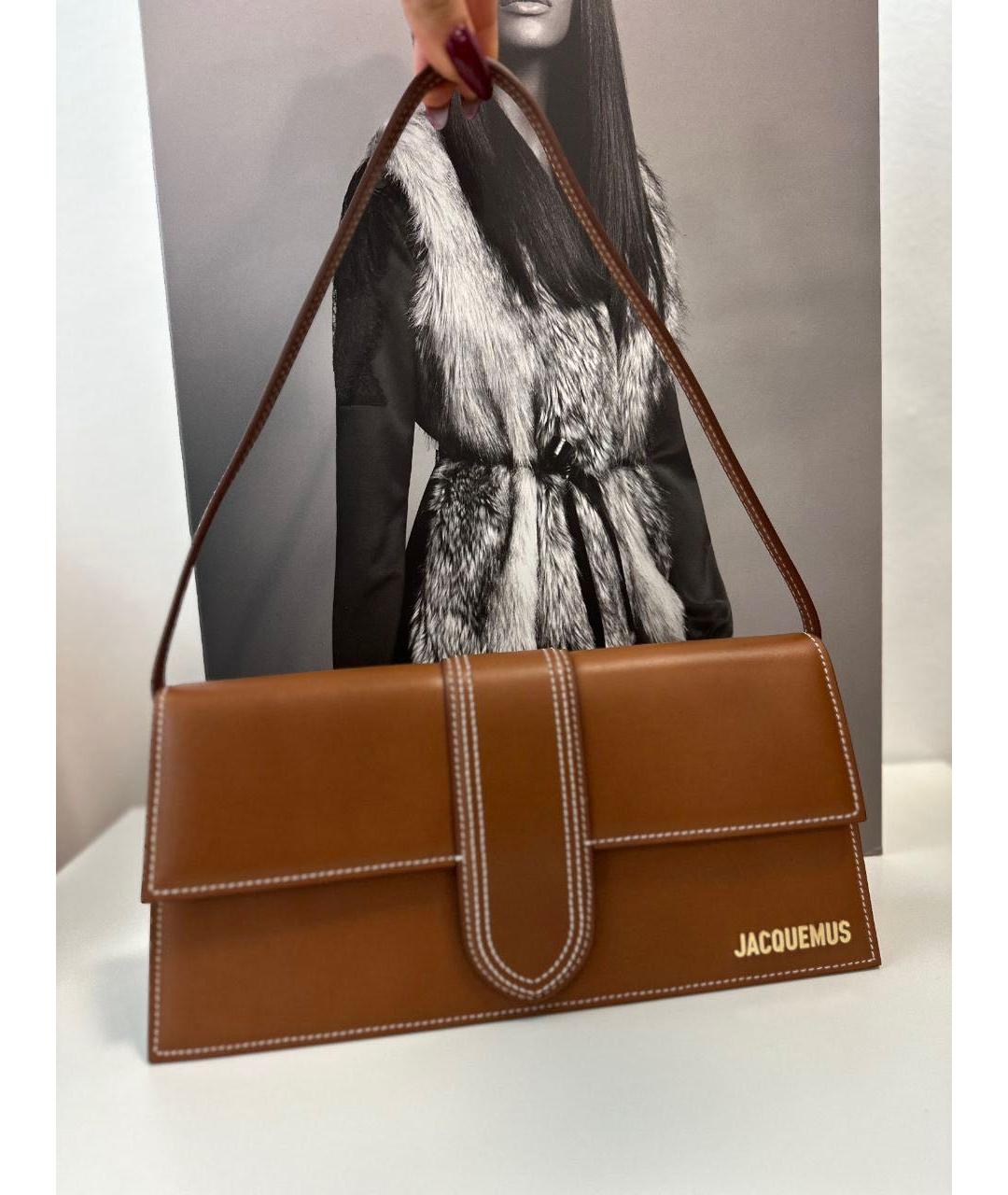 JACQUEMUS Коричневая кожаная сумка с короткими ручками, фото 8
