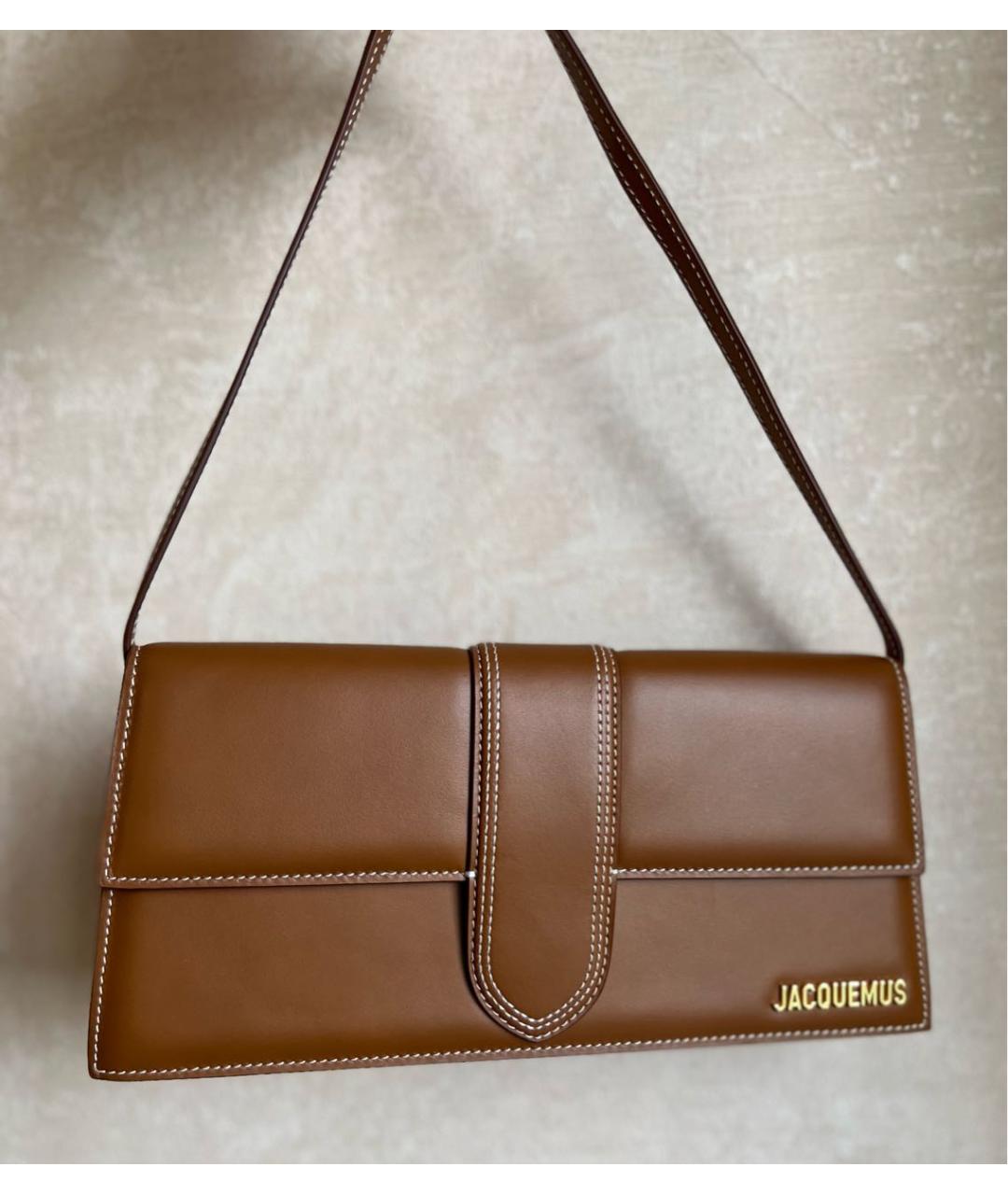 JACQUEMUS Коричневая кожаная сумка с короткими ручками, фото 8