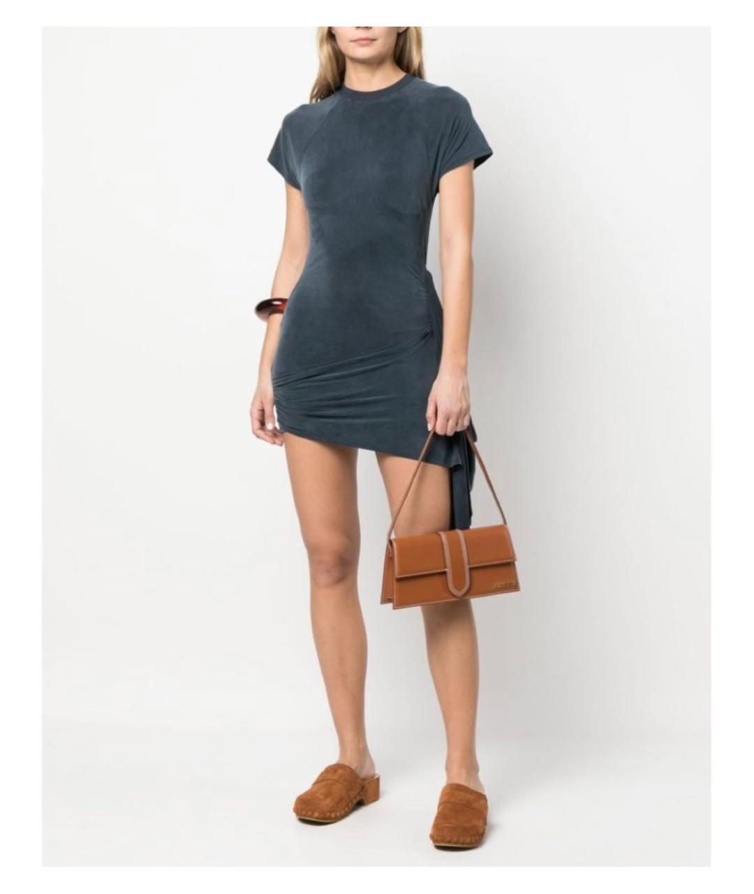 JACQUEMUS Коричневая кожаная сумка с короткими ручками, фото 5
