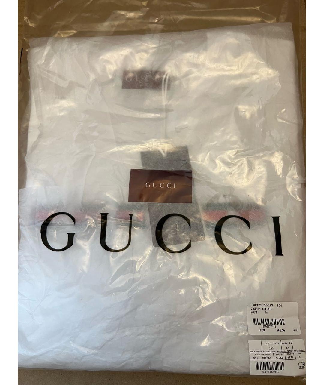 GUCCI Белая хлопковая футболка, фото 2