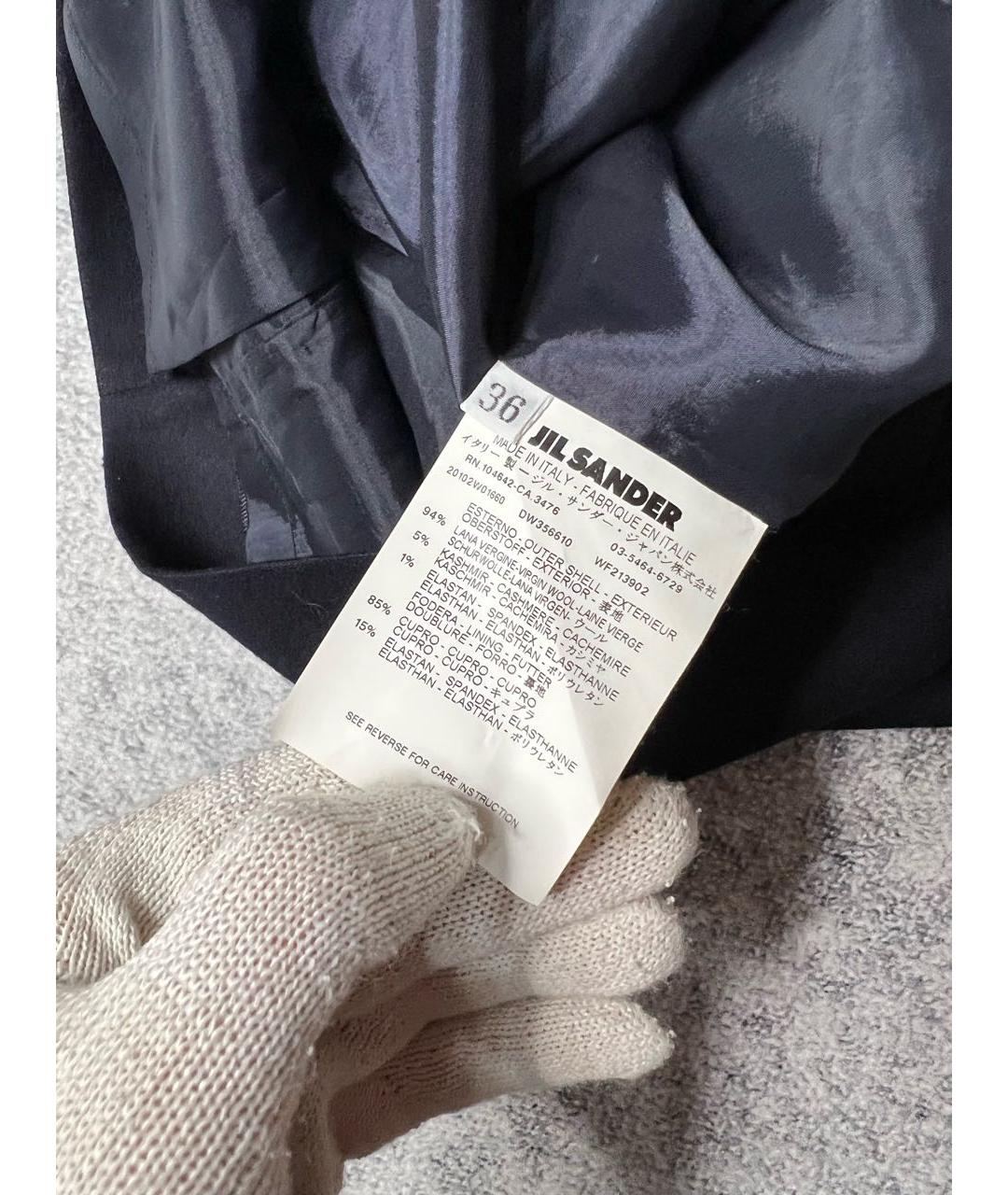 JIL SANDER Черная шерстяная юбка миди, фото 5