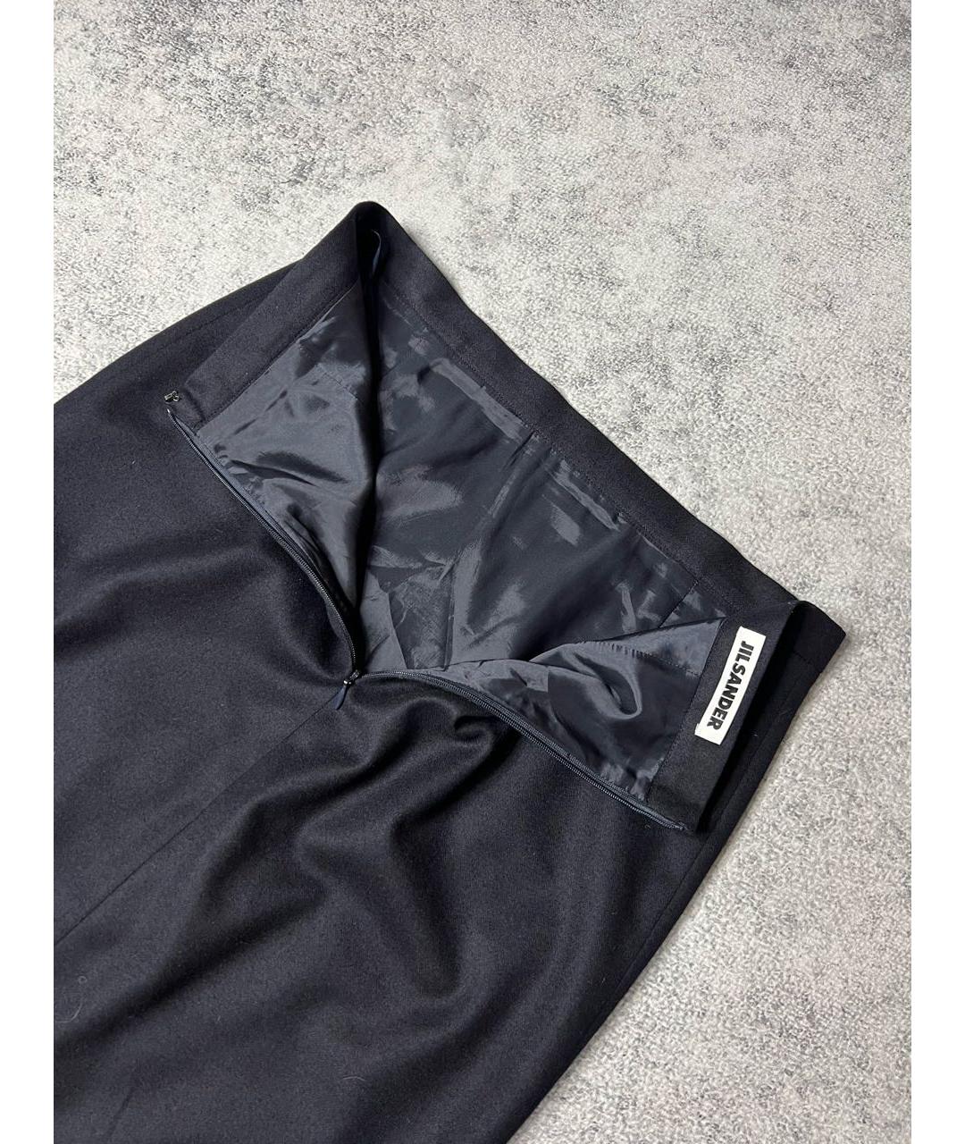 JIL SANDER Черная шерстяная юбка миди, фото 2