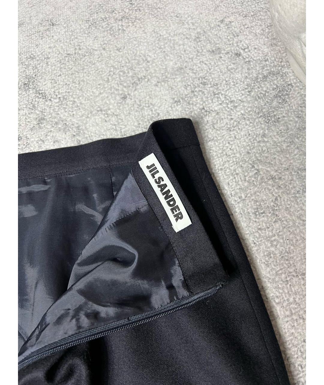 JIL SANDER Черная шерстяная юбка миди, фото 3