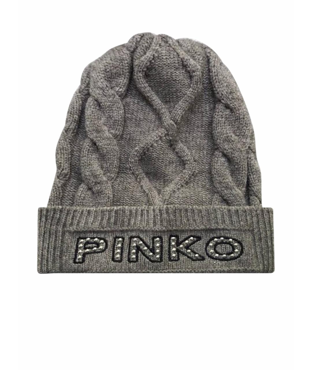 PINKO Серая шерстяная шапка, фото 1