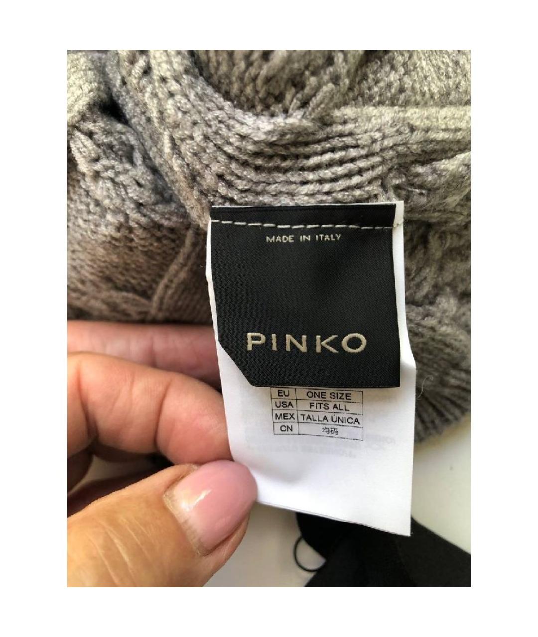 PINKO Серая шерстяная шапка, фото 3