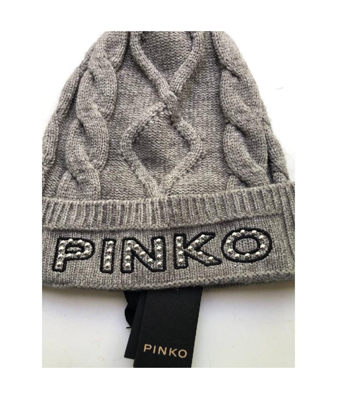 PINKO Серая шерстяная шапка, фото 7