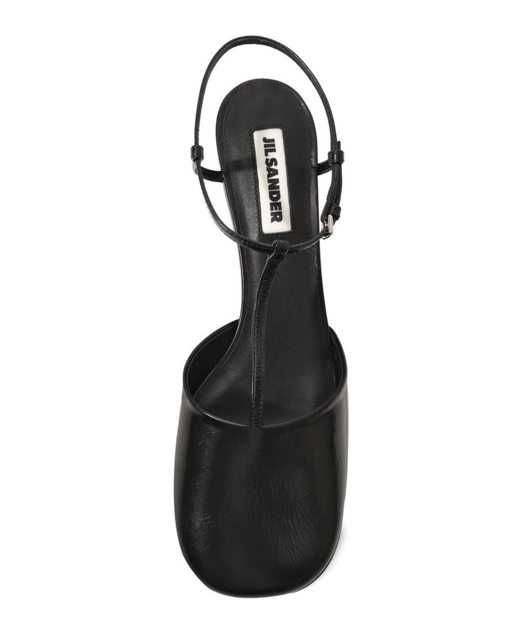 JIL SANDER Черные кожаные босоножки, фото 3