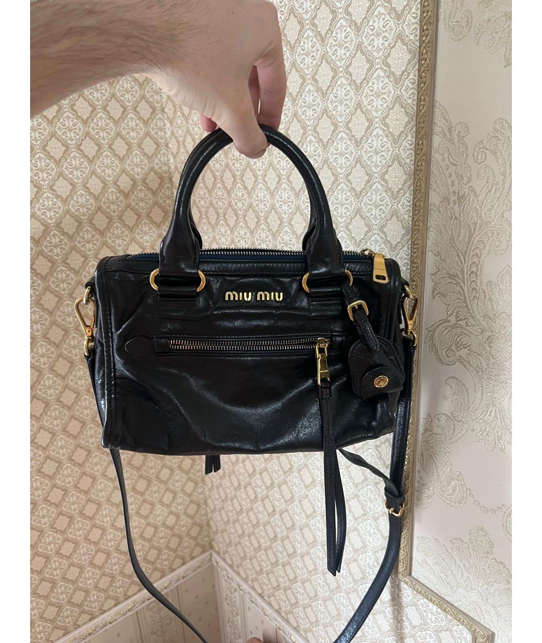 MIU MIU Черная кожаная сумка с короткими ручками, фото 5