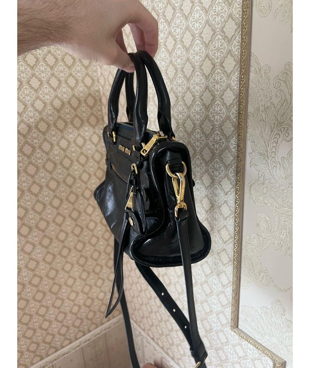 MIU MIU Черная кожаная сумка с короткими ручками, фото 2