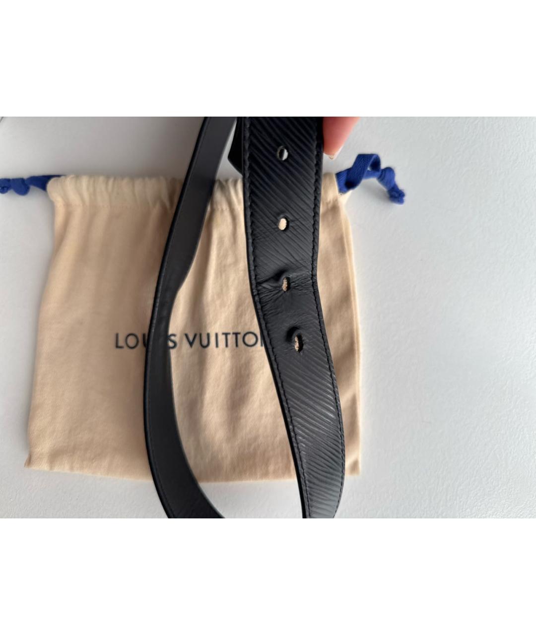 LOUIS VUITTON Черный кожаный ремень, фото 4