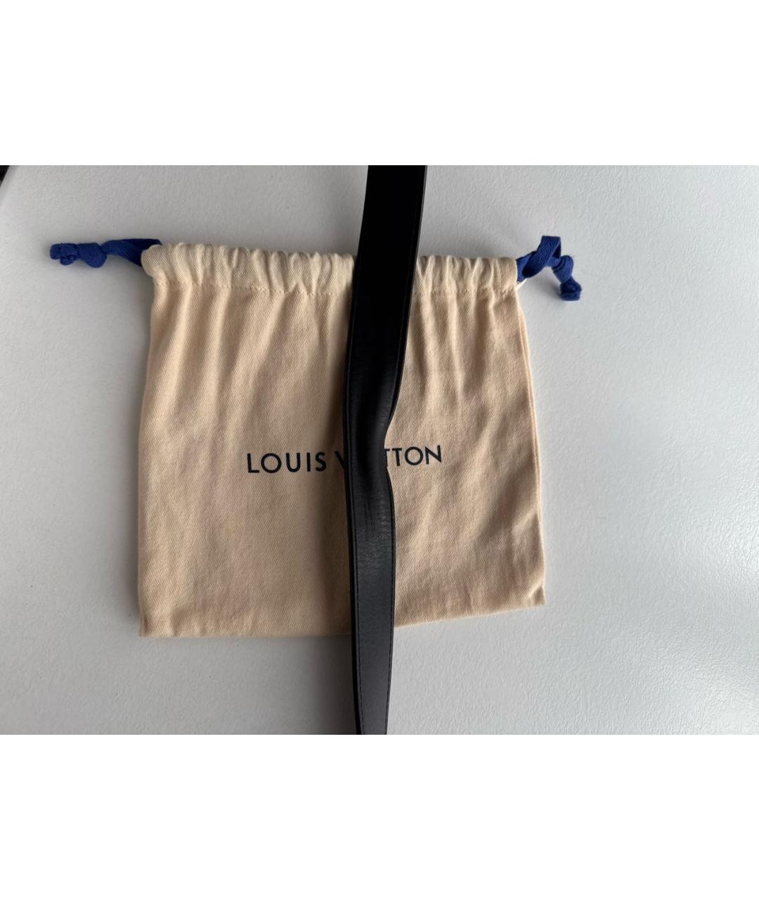 LOUIS VUITTON Черный кожаный ремень, фото 3