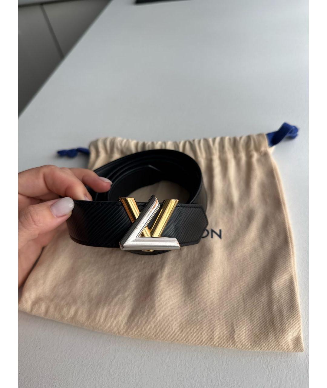 LOUIS VUITTON Черный кожаный ремень, фото 2