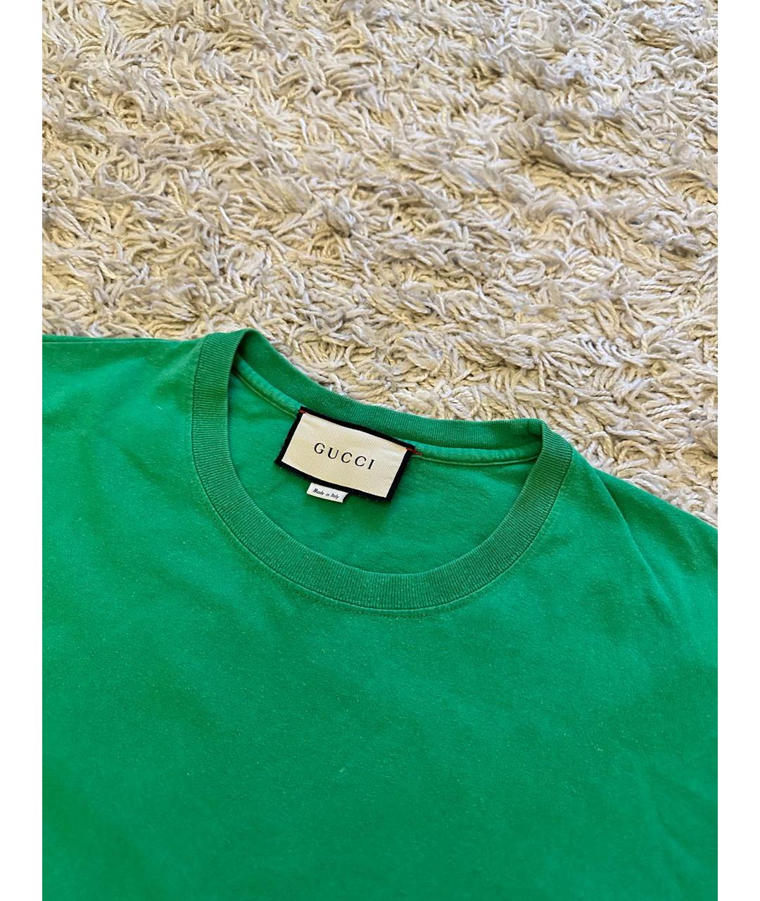 GUCCI Зеленая хлопковая футболка, фото 3