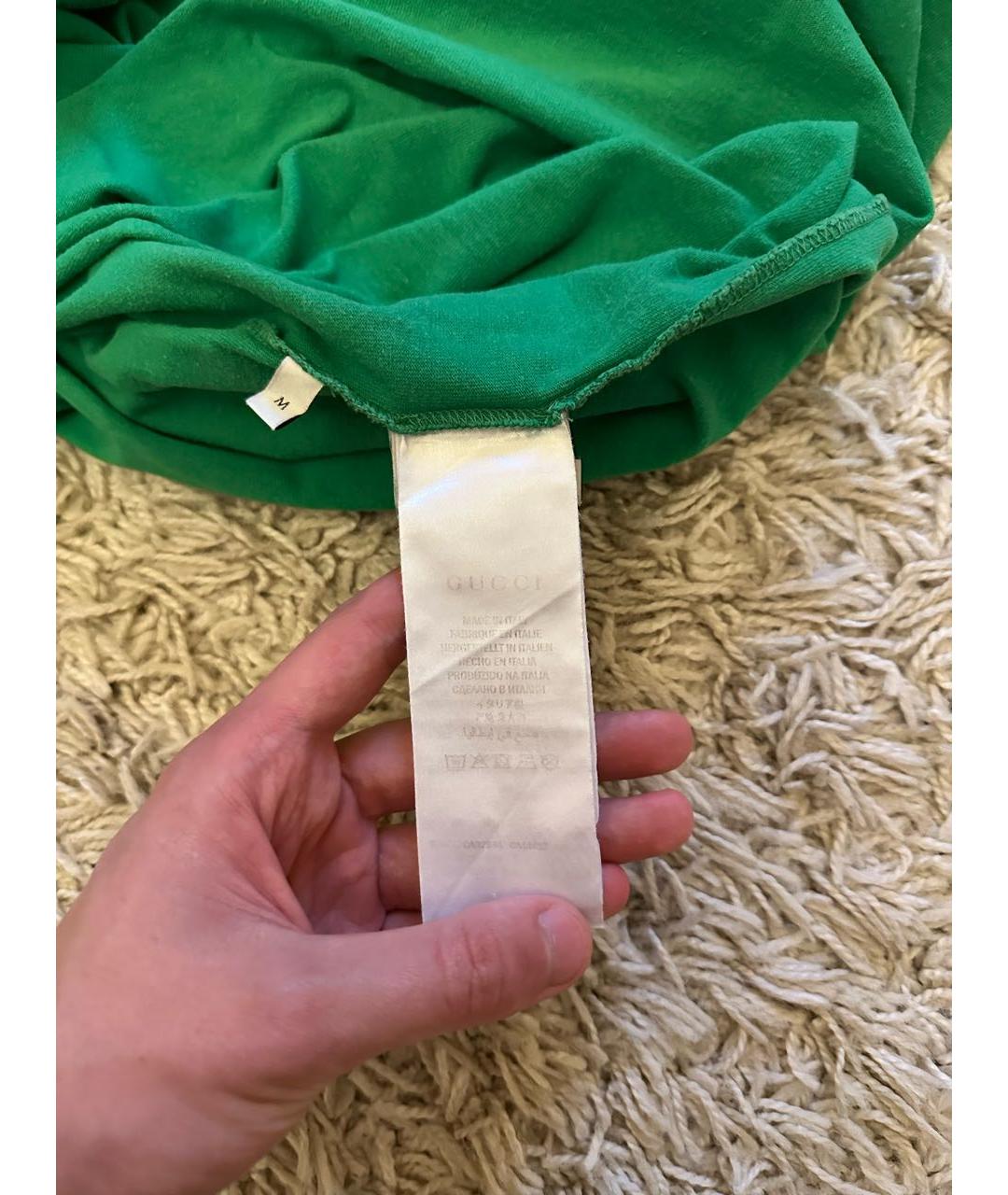 GUCCI Зеленая хлопковая футболка, фото 4