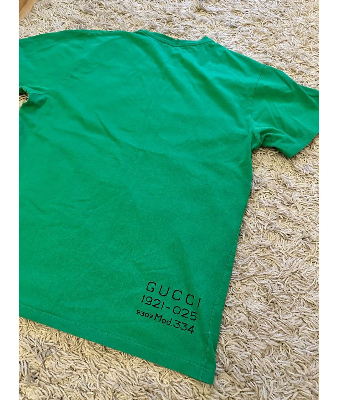 GUCCI Зеленая хлопковая футболка, фото 2