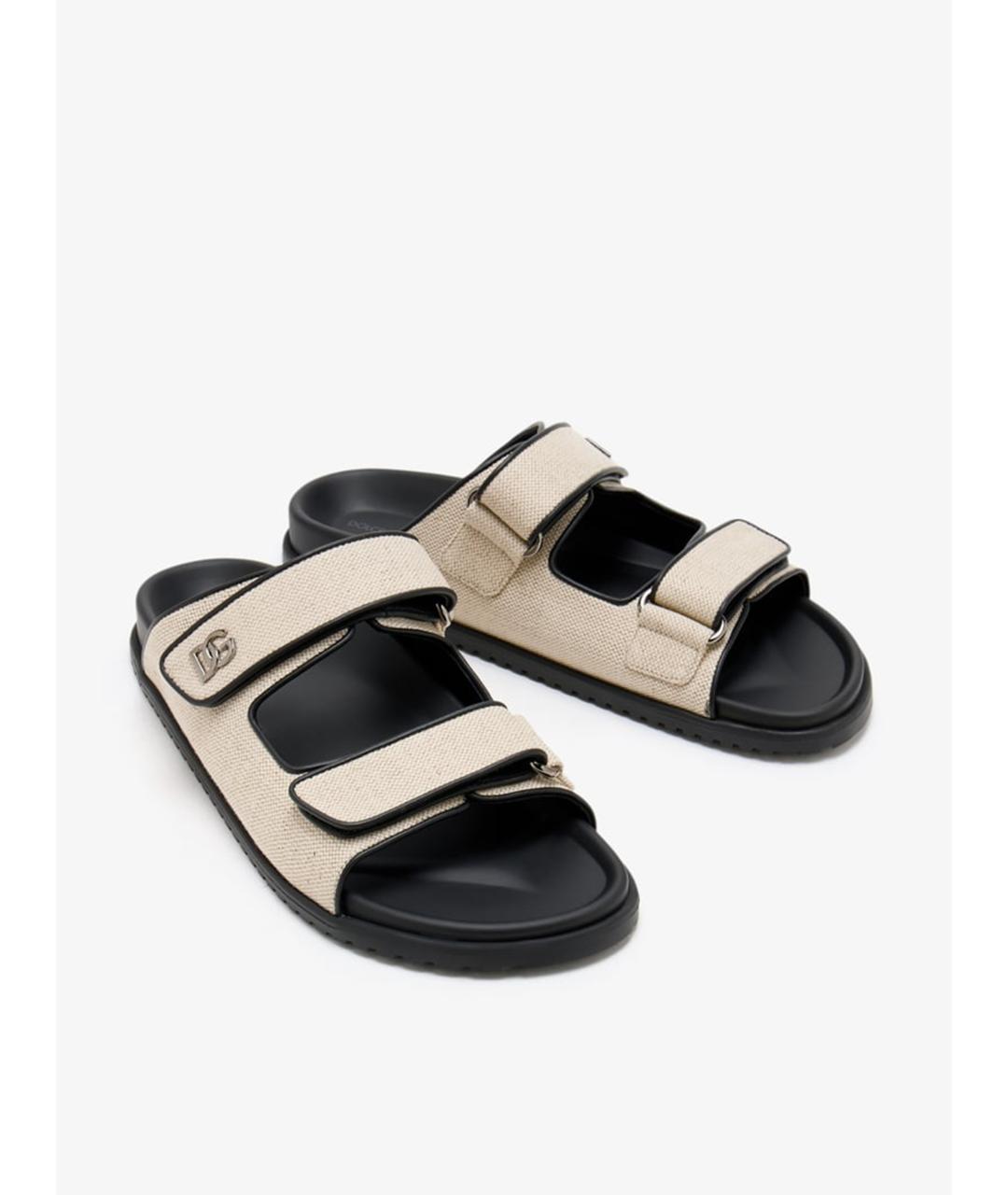 DOLCE&GABBANA Бежевые текстильные сандалии, фото 4