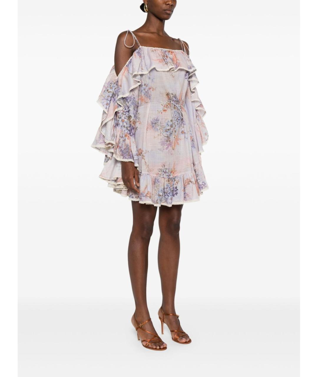 ZIMMERMANN Фиолетовое хлопковое повседневное платье, фото 5