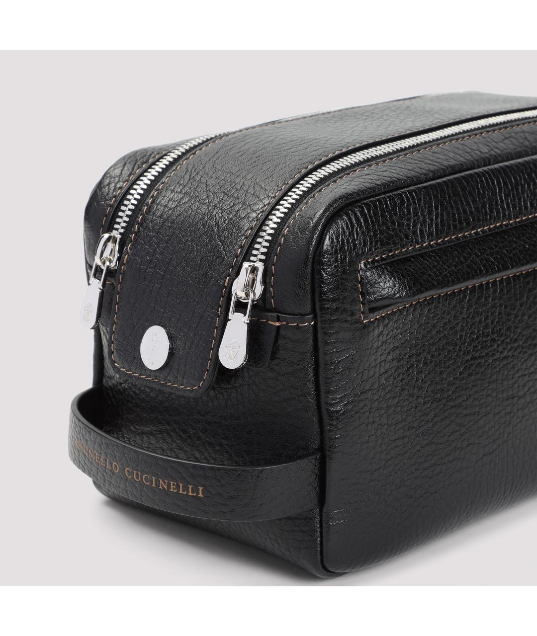 BRUNELLO CUCINELLI Черная кожаная барсетка, фото 4