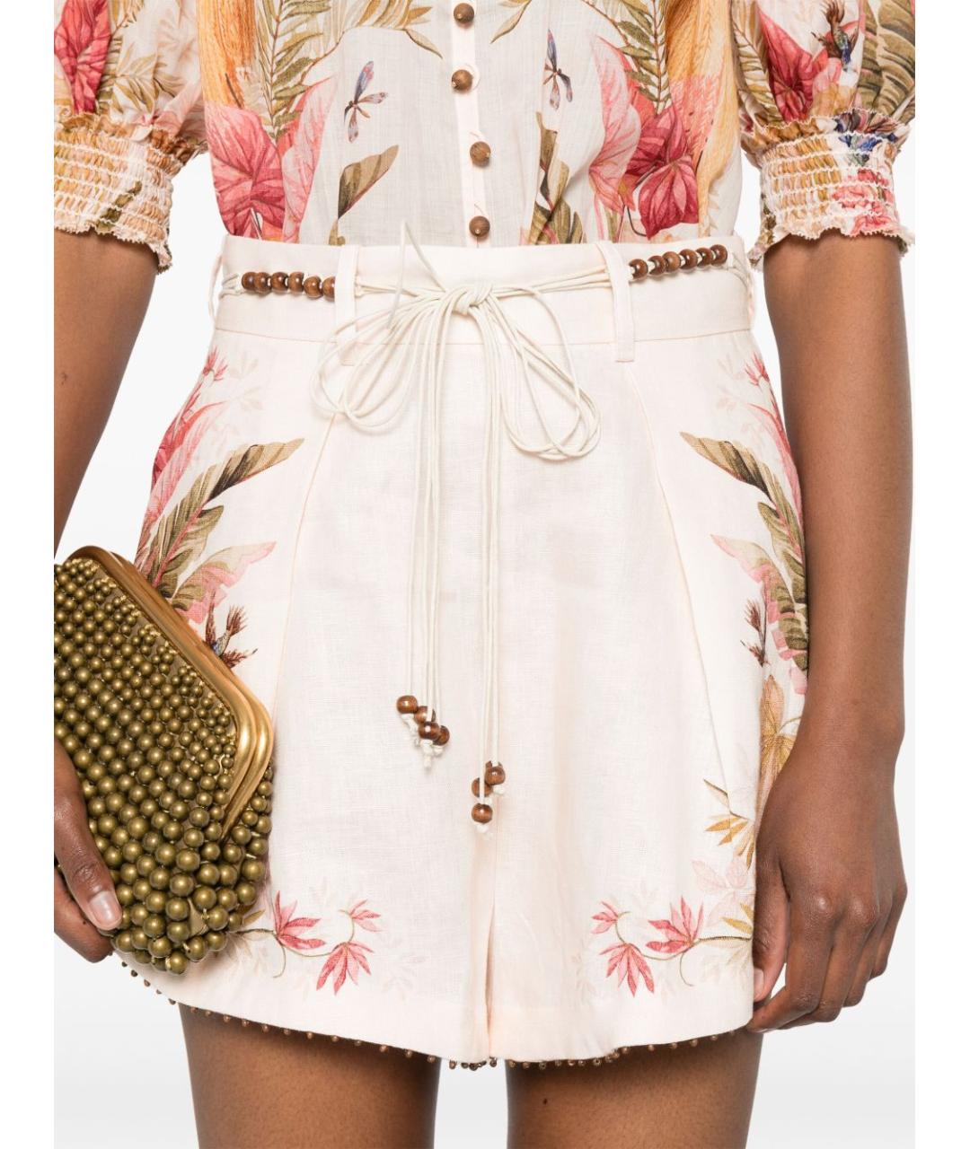 ZIMMERMANN Розовые льняные шорты, фото 4