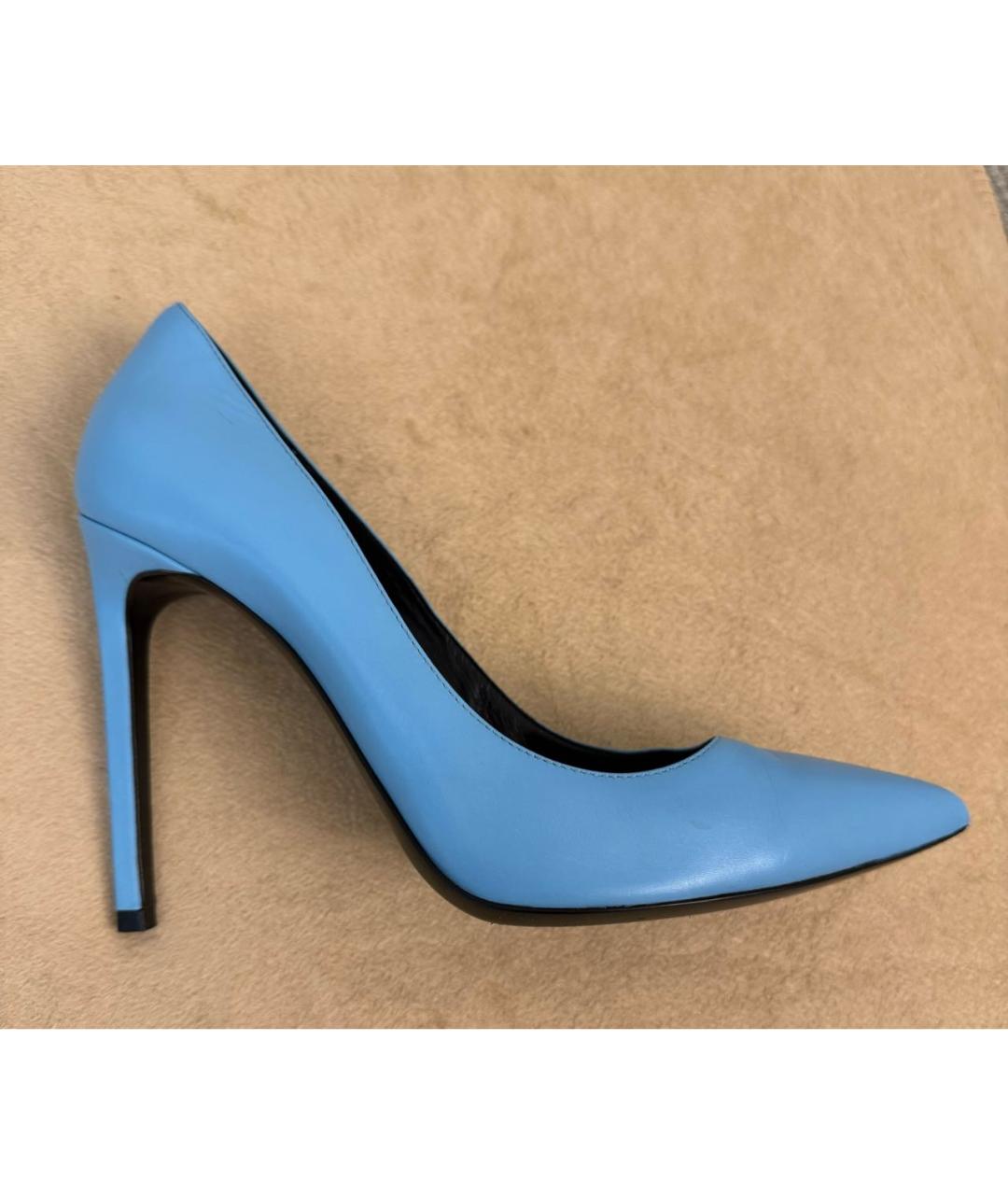 SAINT LAURENT Голубые кожаные туфли, фото 7