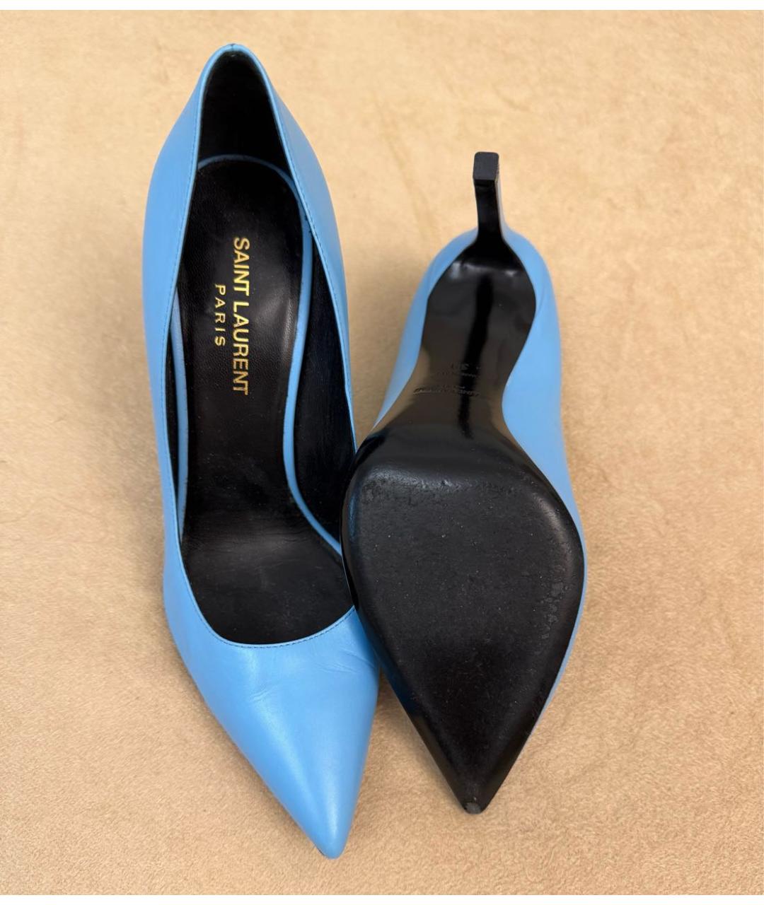 SAINT LAURENT Голубые кожаные туфли, фото 6