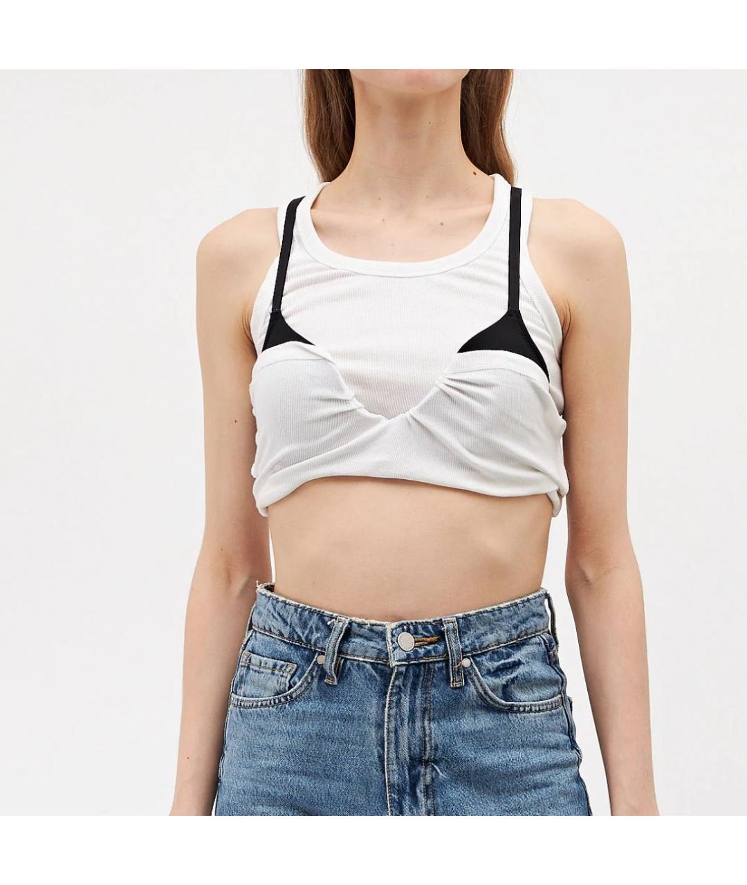 ACNE STUDIOS Белая хлопко-эластановая майка, фото 4