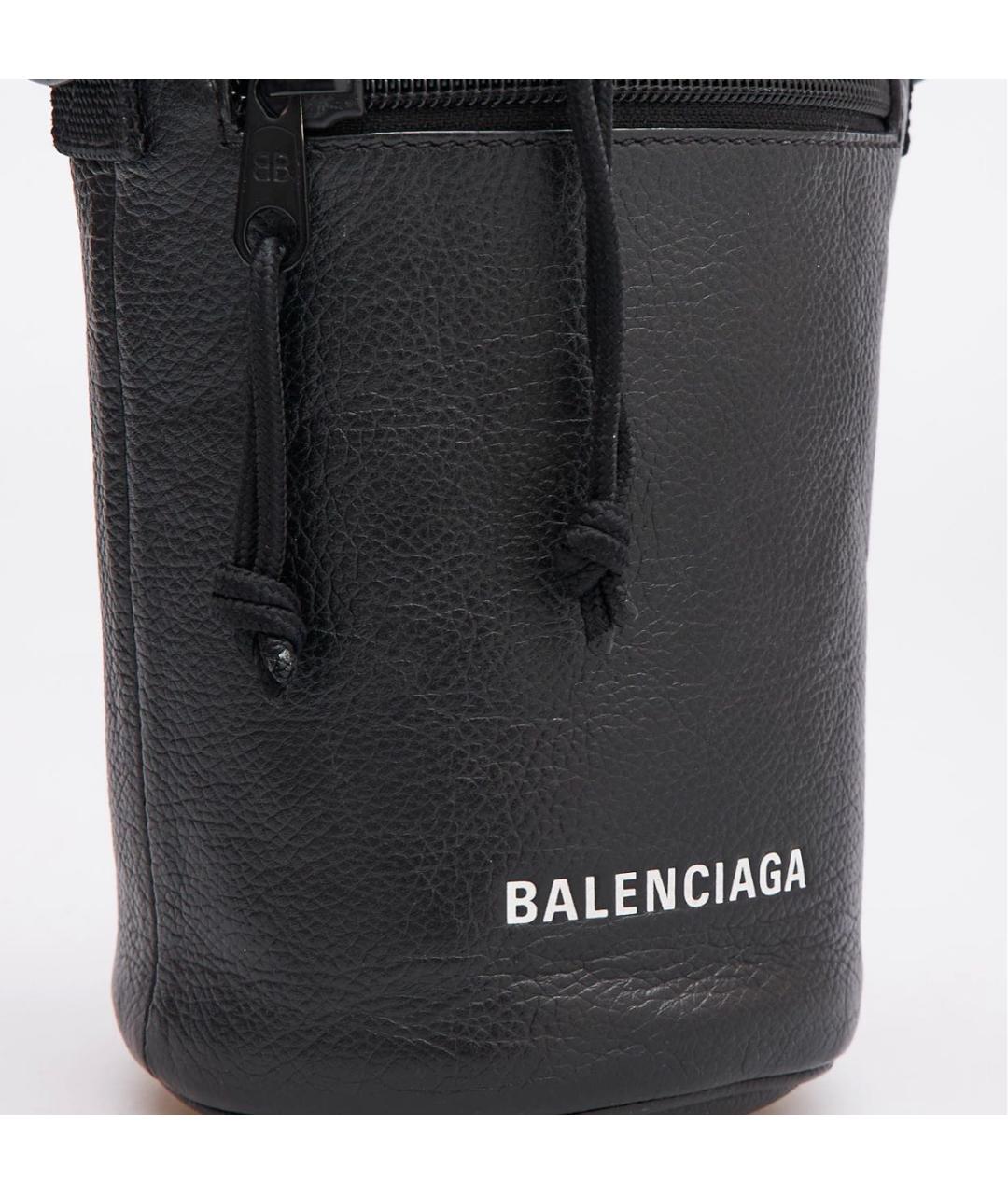 BALENCIAGA Черная кожаная сумка через плечо, фото 5