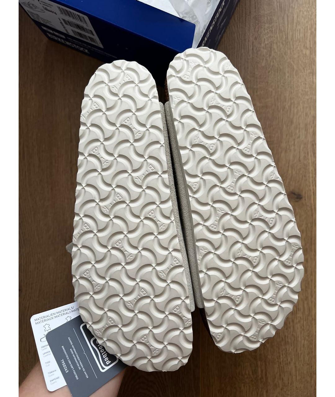 BIRKENSTOCK Белые замшевые шлепанцы, фото 4