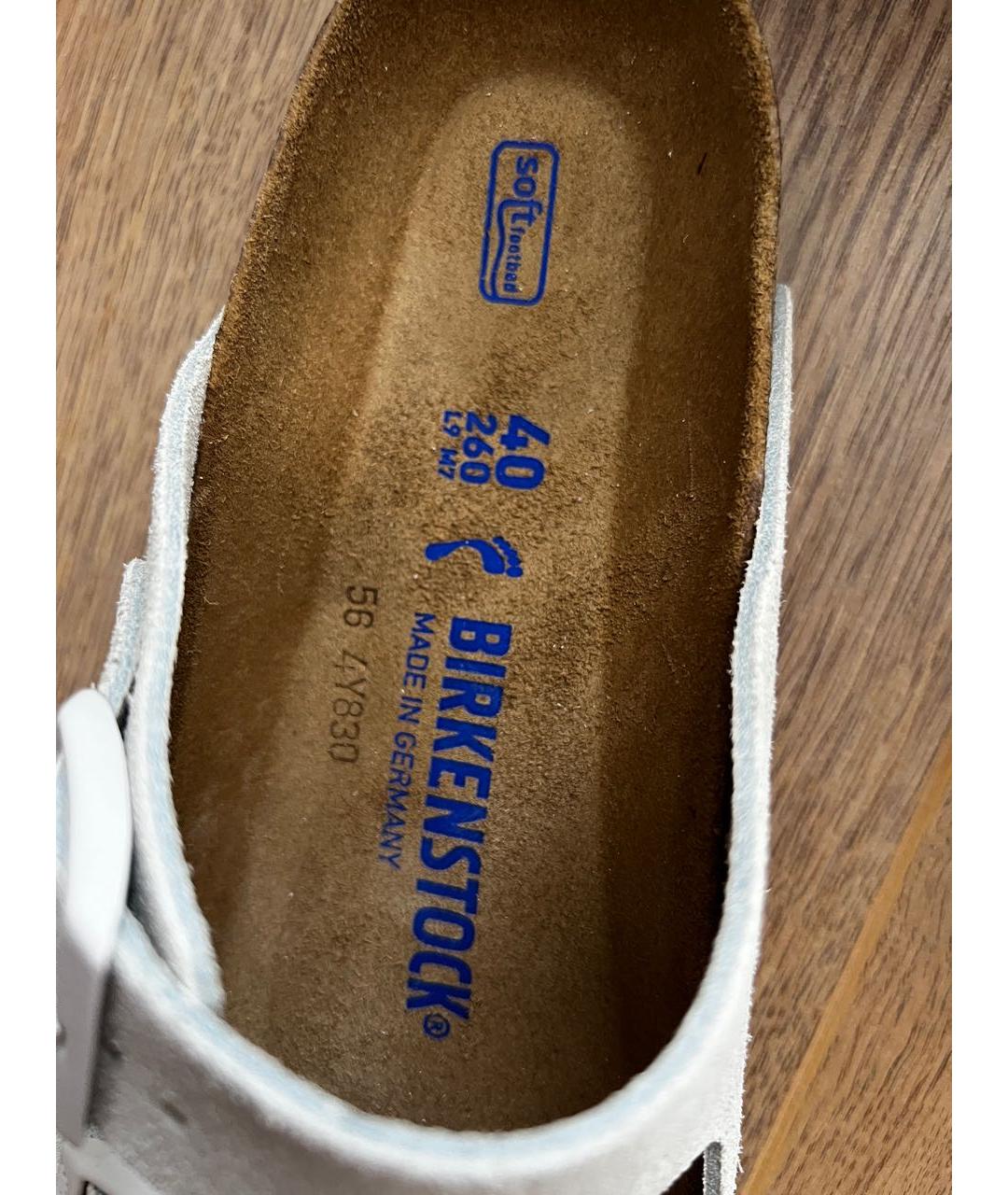 BIRKENSTOCK Белые замшевые шлепанцы, фото 3
