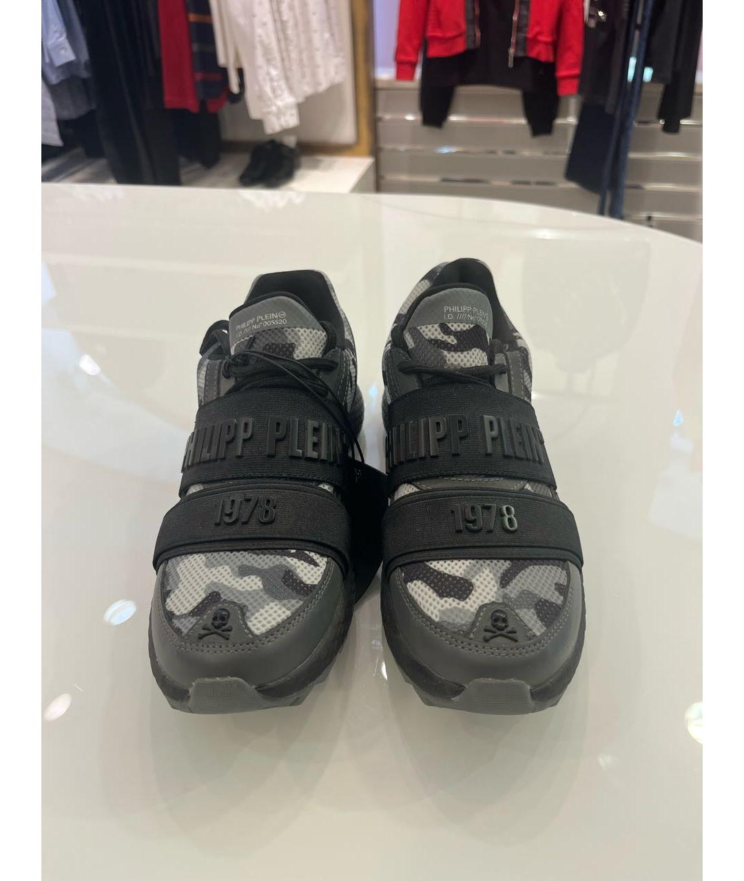 PHILIPP PLEIN Серые текстильные кеды, фото 2