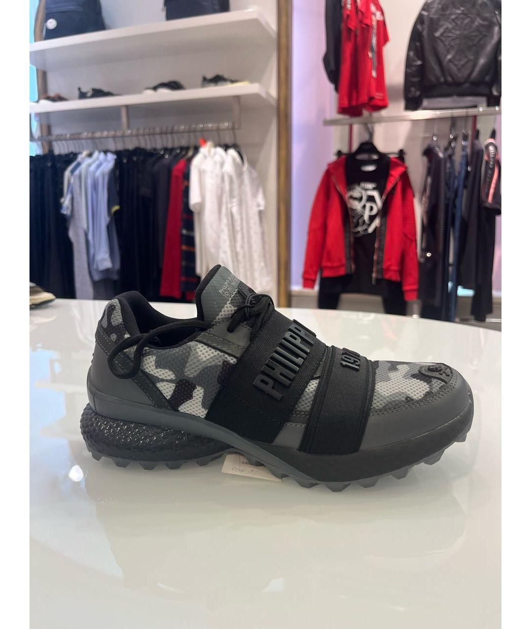 PHILIPP PLEIN Серые текстильные кеды, фото 7