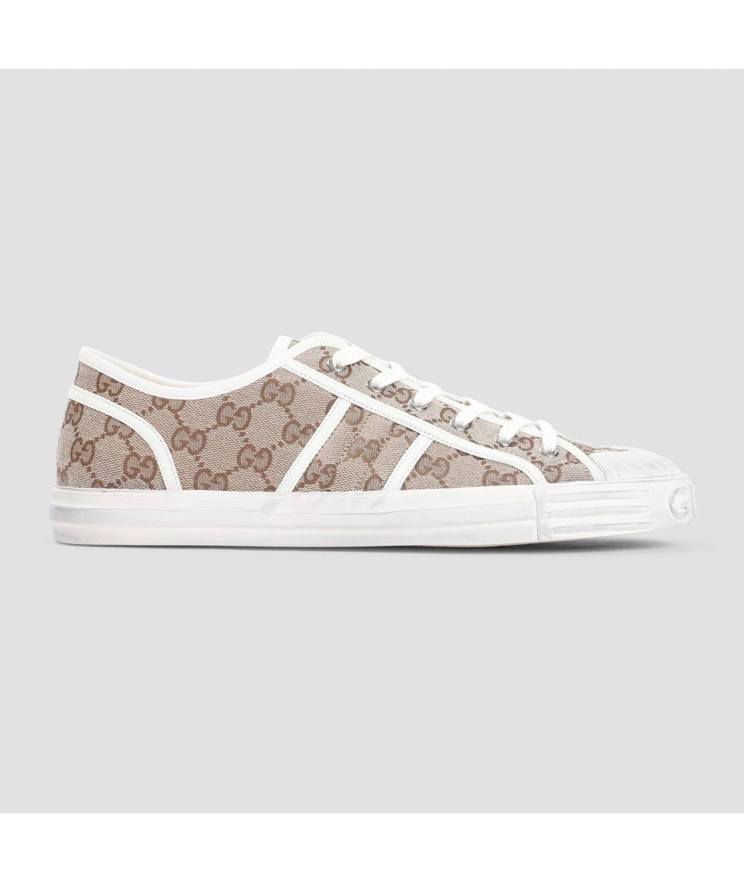 GUCCI Бежевые текстильные низкие кроссовки / кеды, фото 2