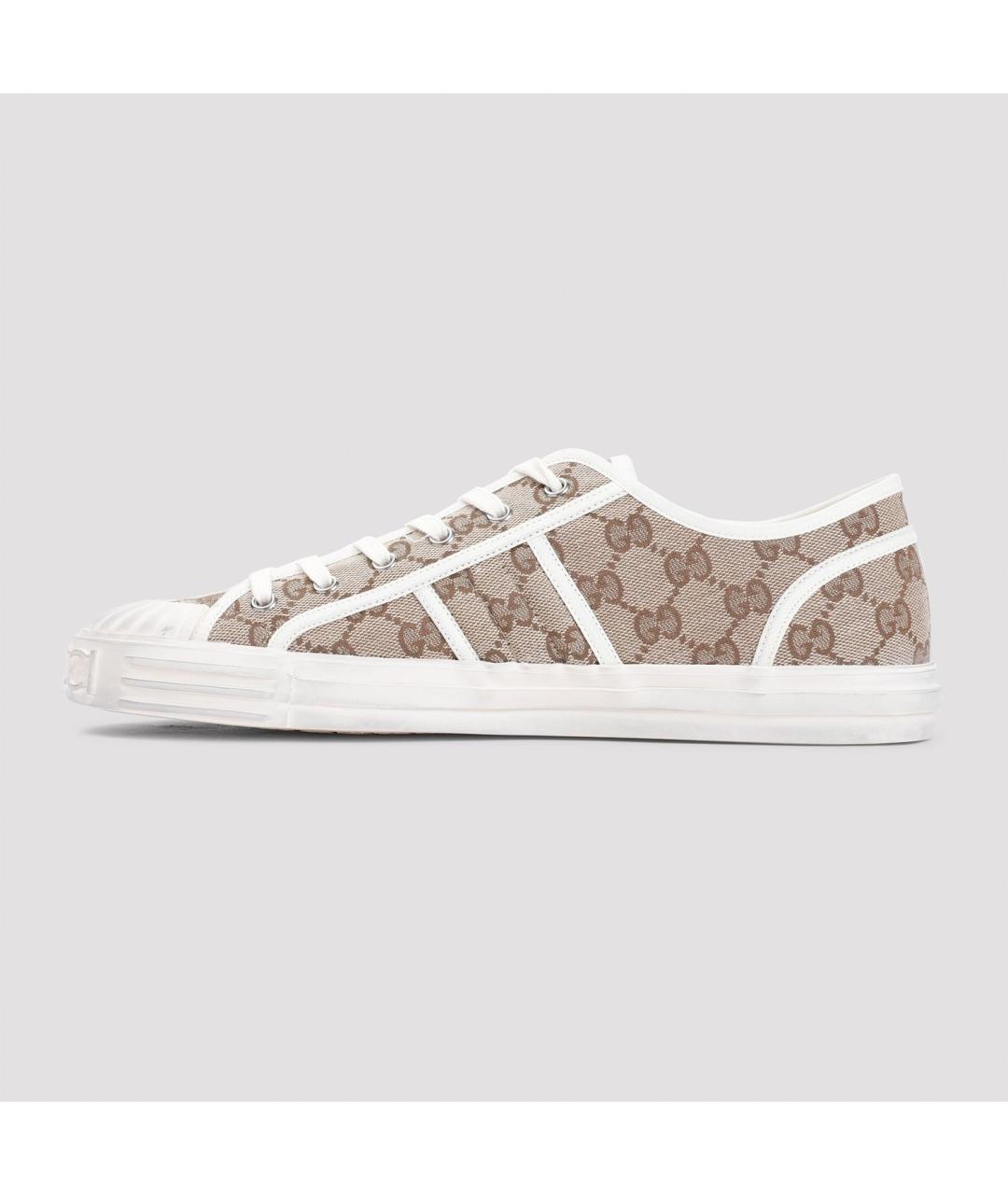 GUCCI Бежевые текстильные низкие кроссовки / кеды, фото 3