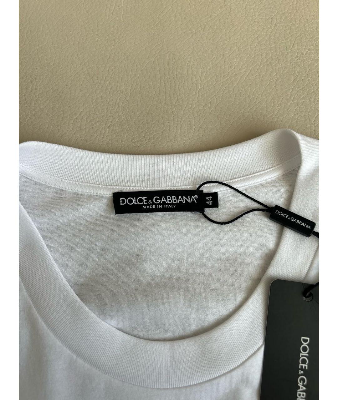 DOLCE&GABBANA Белая хлопко-эластановая футболка, фото 7