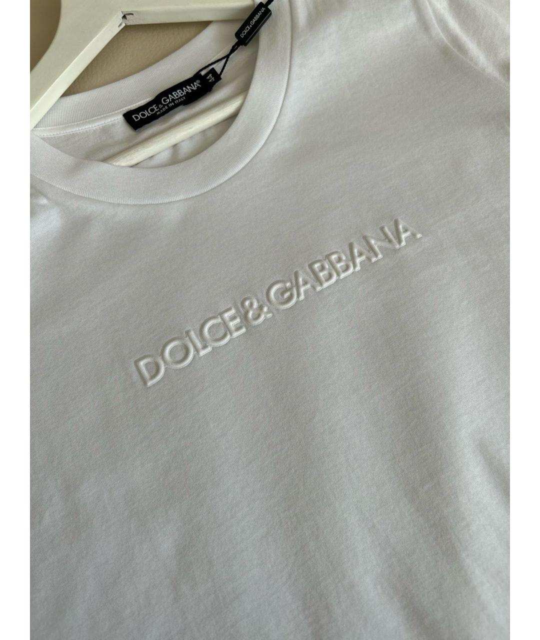 DOLCE&GABBANA Белая хлопко-эластановая футболка, фото 4
