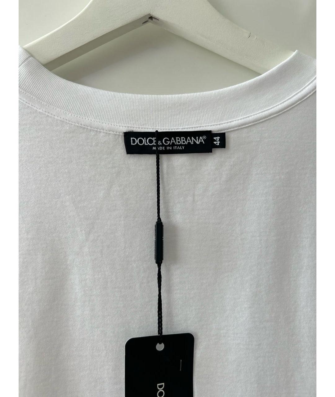 DOLCE&GABBANA Белая хлопко-эластановая футболка, фото 3