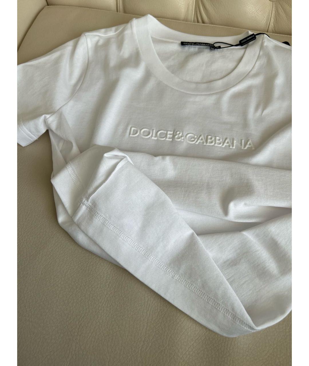 DOLCE&GABBANA Белая хлопко-эластановая футболка, фото 8