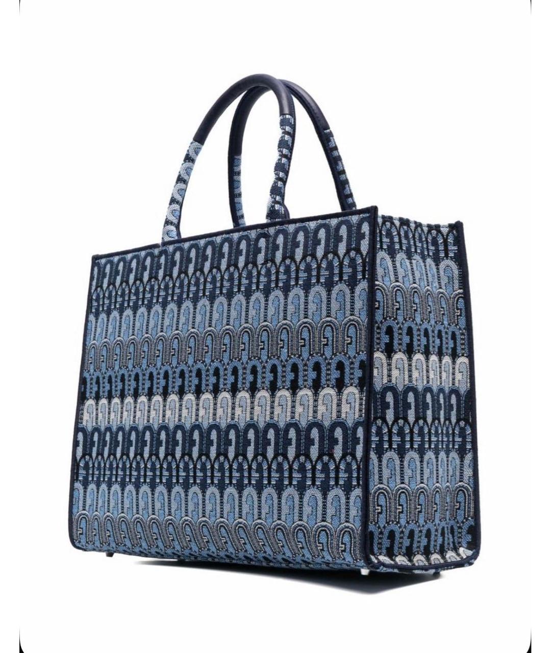 FURLA Голубая жаккардовая сумка тоут, фото 2