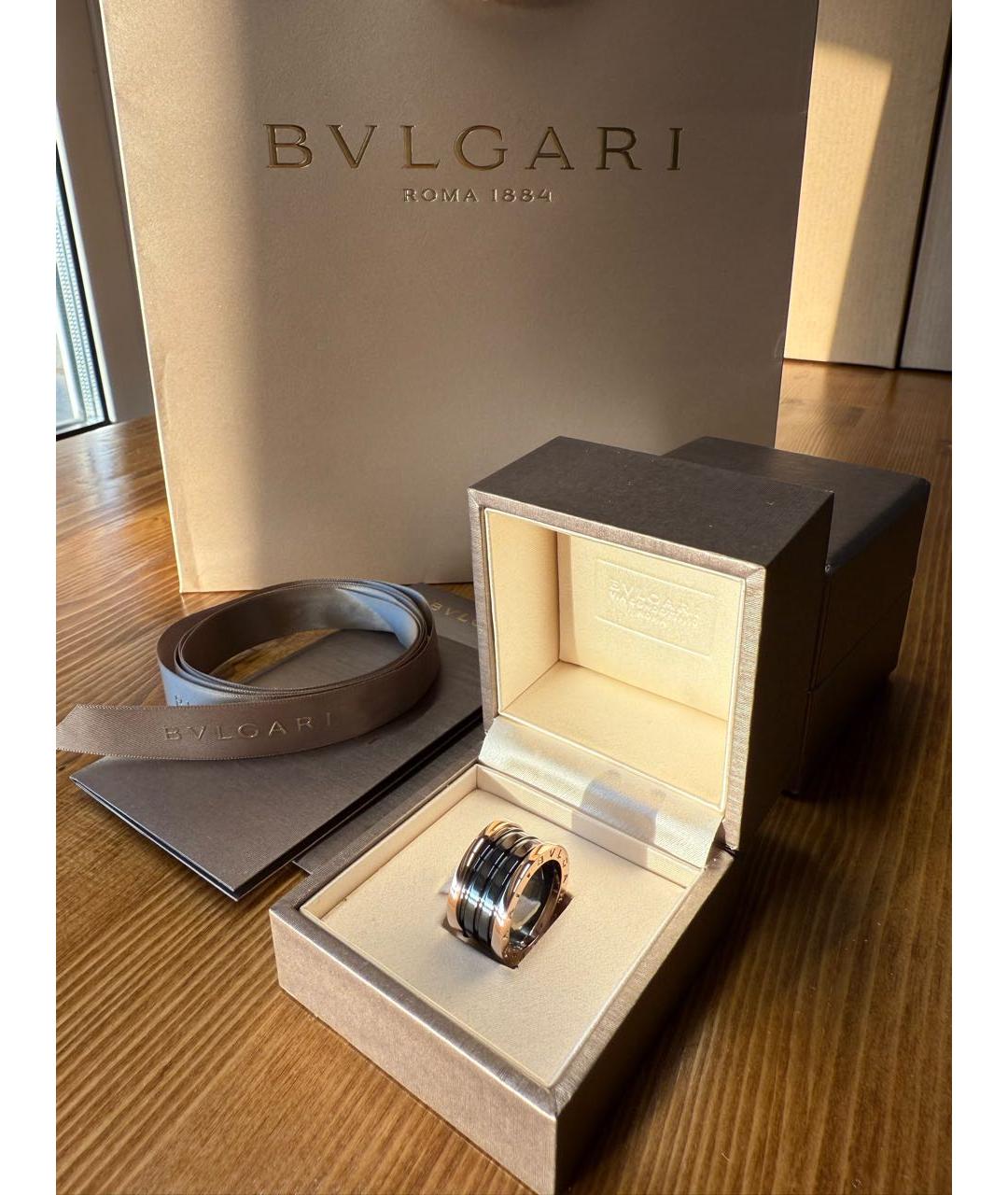 BVLGARI Черное кольцо из розового золота, фото 2