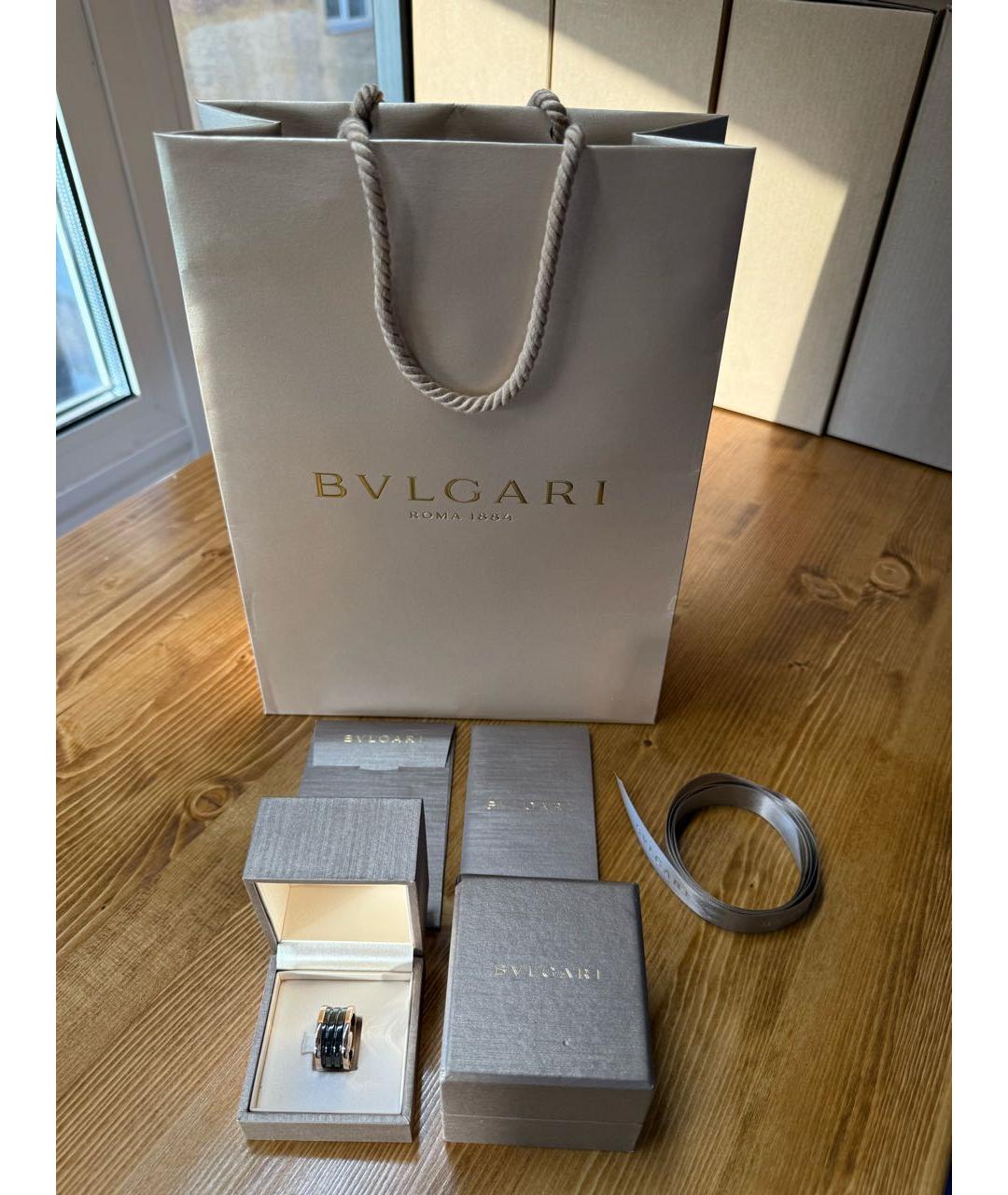 BVLGARI Черное кольцо из розового золота, фото 4
