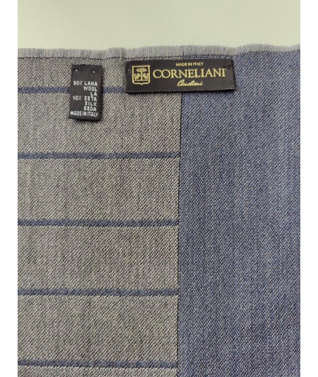 CORNELIANI Темно-синий шерстяной шарф, фото 4