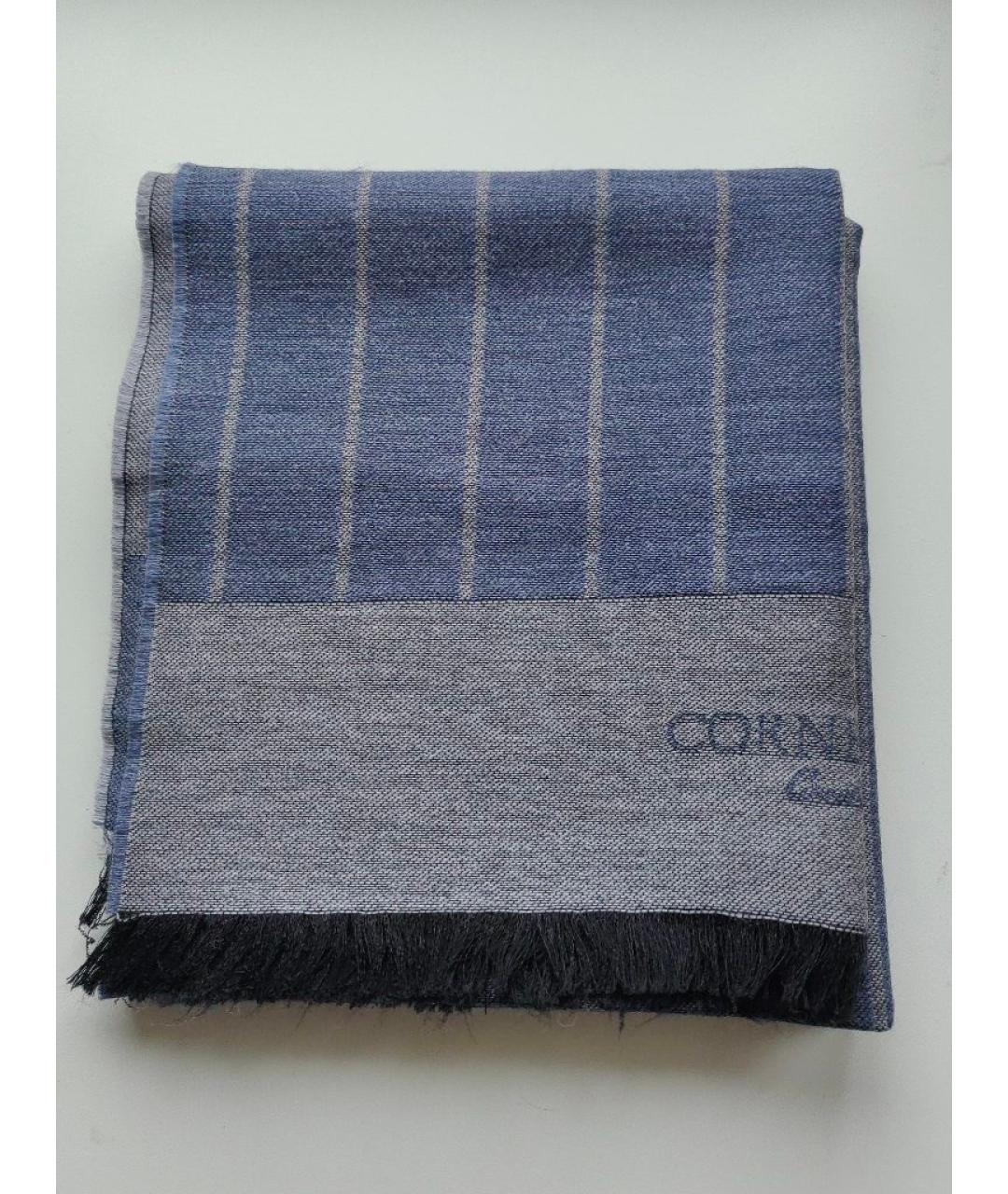 CORNELIANI Темно-синий шерстяной шарф, фото 5