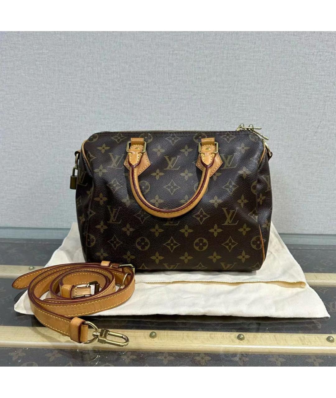 LOUIS VUITTON Коричневая кожаная сумка тоут, фото 7