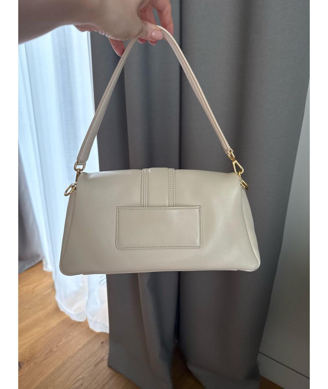 JACQUEMUS Бежевая кожаная сумка через плечо, фото 3
