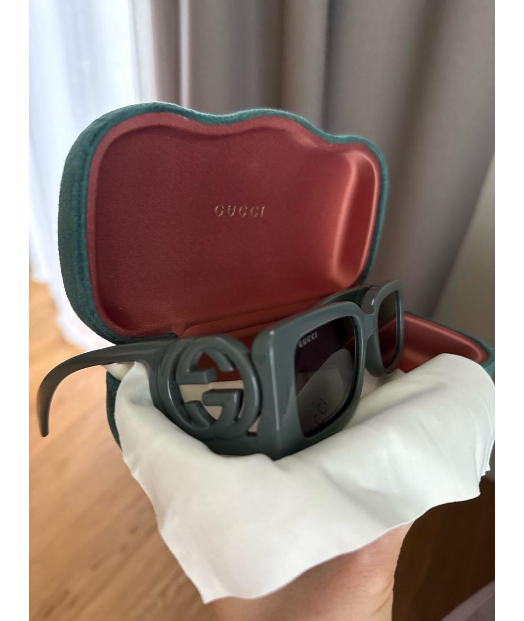 GUCCI Антрацитовые пластиковые солнцезащитные очки, фото 3