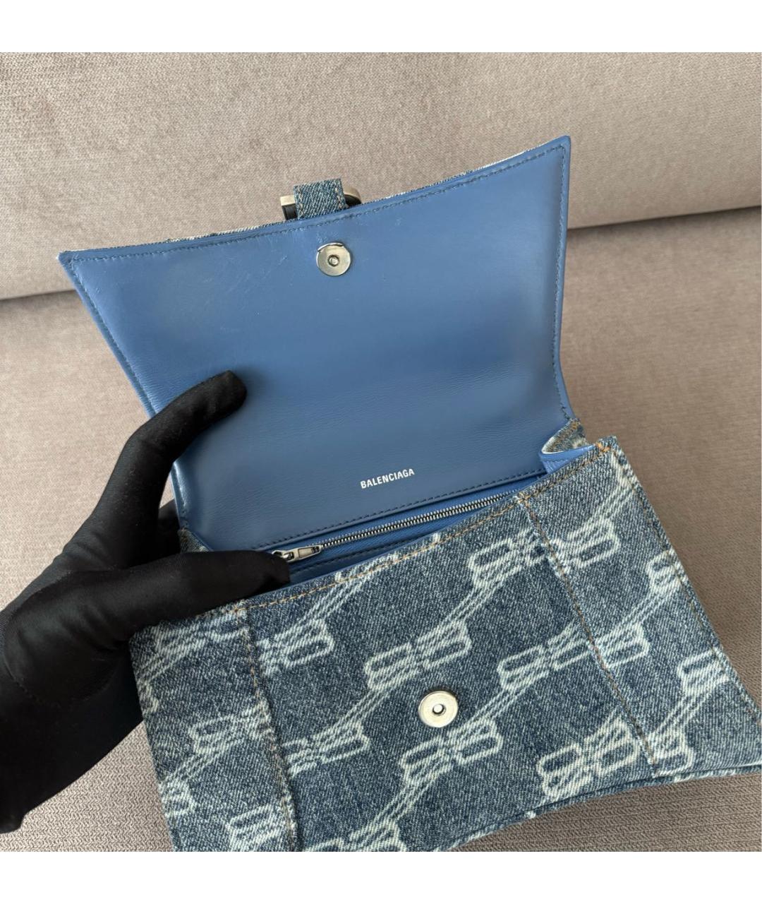 BALENCIAGA Голубая деним сумка с короткими ручками, фото 7