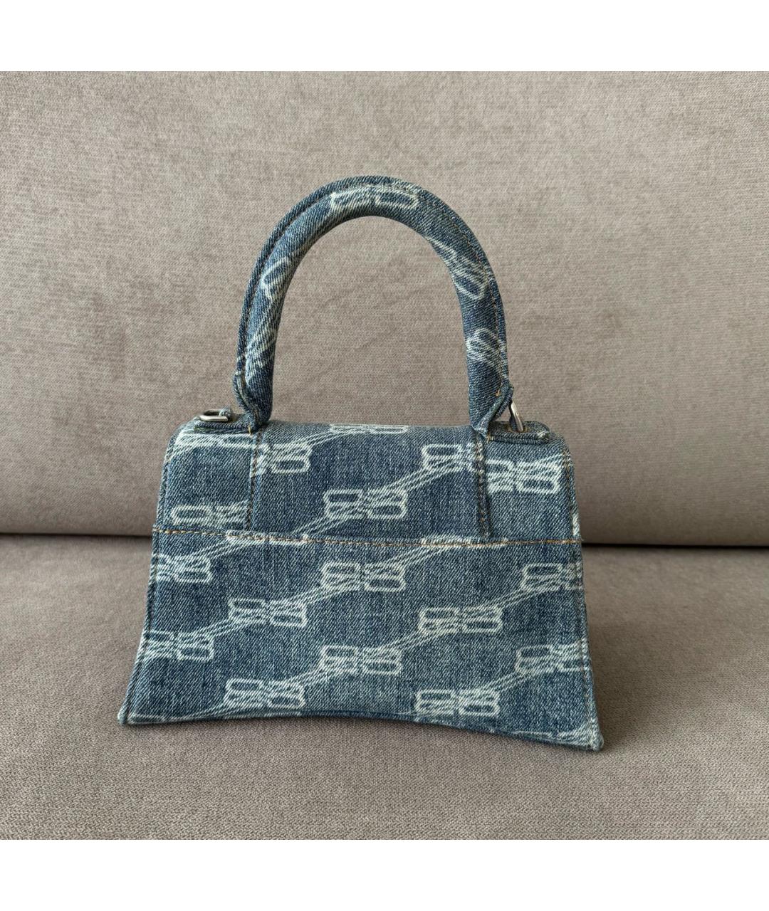 BALENCIAGA Голубая деним сумка с короткими ручками, фото 3