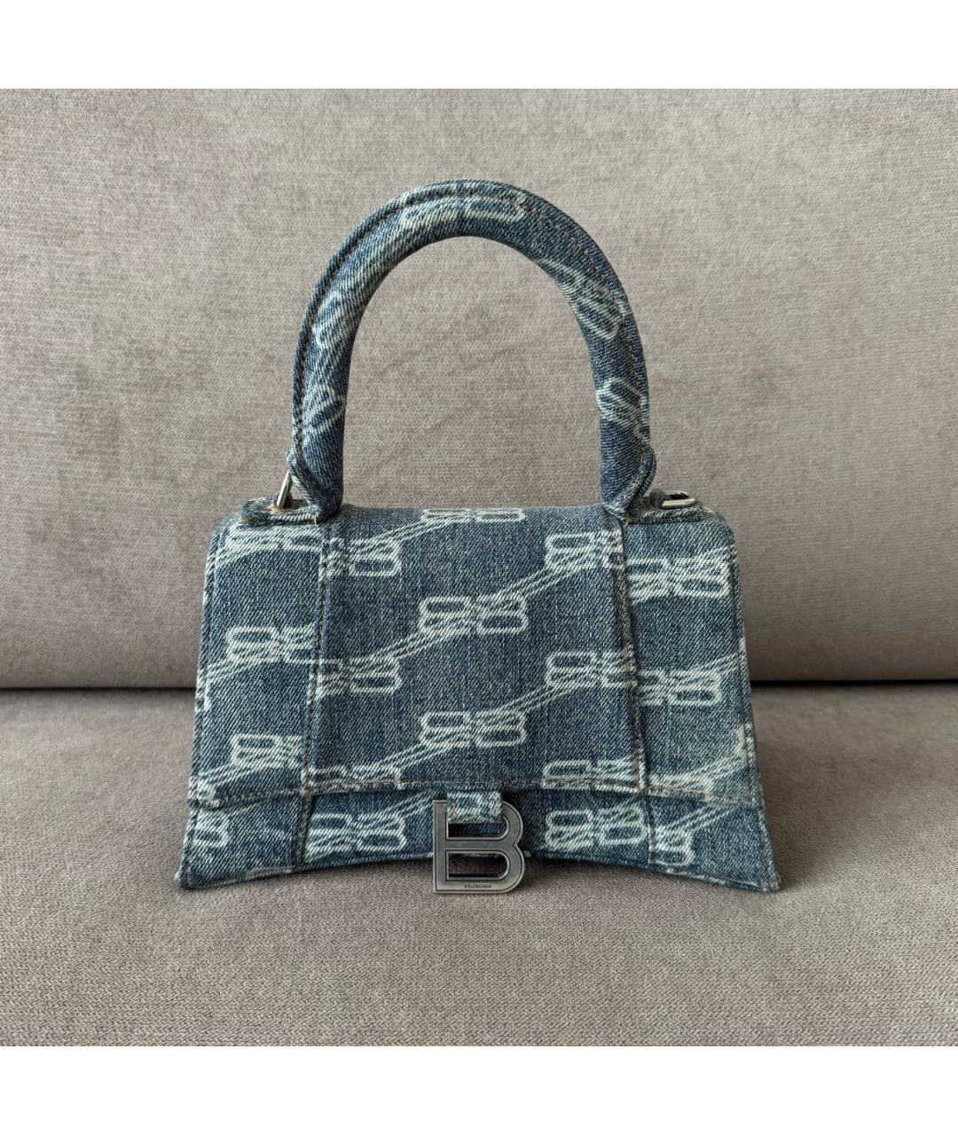 BALENCIAGA Голубая деним сумка с короткими ручками, фото 2